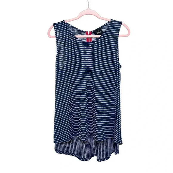 W5 Concepts High Neck Blue and White Stripped Tank Top Size L - Picture 1 of 8